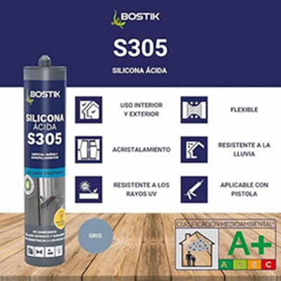 BOTE SILICONA S305 GRIS BOSTIK