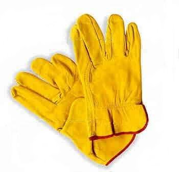 PAR DE GUANTES FLOR PIEL BOVINO AMARILLO Nº 9