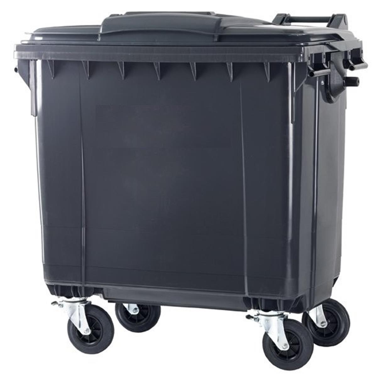 CONTENEDOR DE BASURA 1100L TAPA PLANA GRIS ANTRACITA